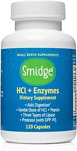 SmidgeTM HCl + Enzymes – Digestion – 120 Capsules