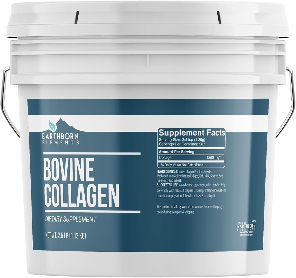 Earthborn Elements Bovine Collagen Peptides Powder 1 Gallon Bucket, καθαρό & μη αραιωμένο, συμπλήρωμα διατροφής