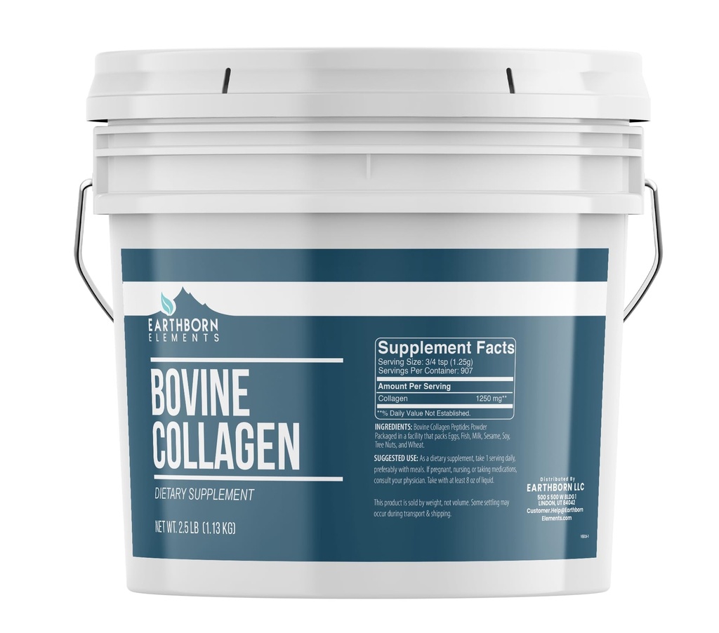 Earthborn Elements Bovine Collagen Peptides Toz 1 Gallonhopper, Pure & Undiled, Diyetary Supplement