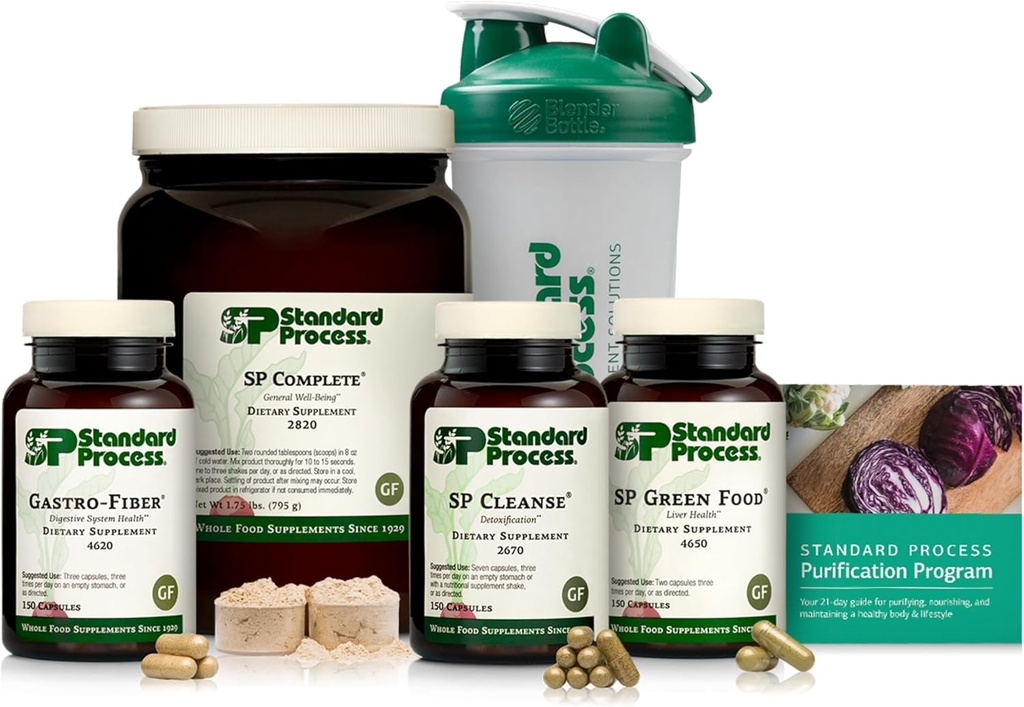 Standard Process Purification Product Kit with SP Complete & Gastro-Fiber - 21-Day Detox & Digestive Health Support - Yüksek kaliteli protein Toz - Vejetary, Gluten-Free & Non-Soy - 1 Kit