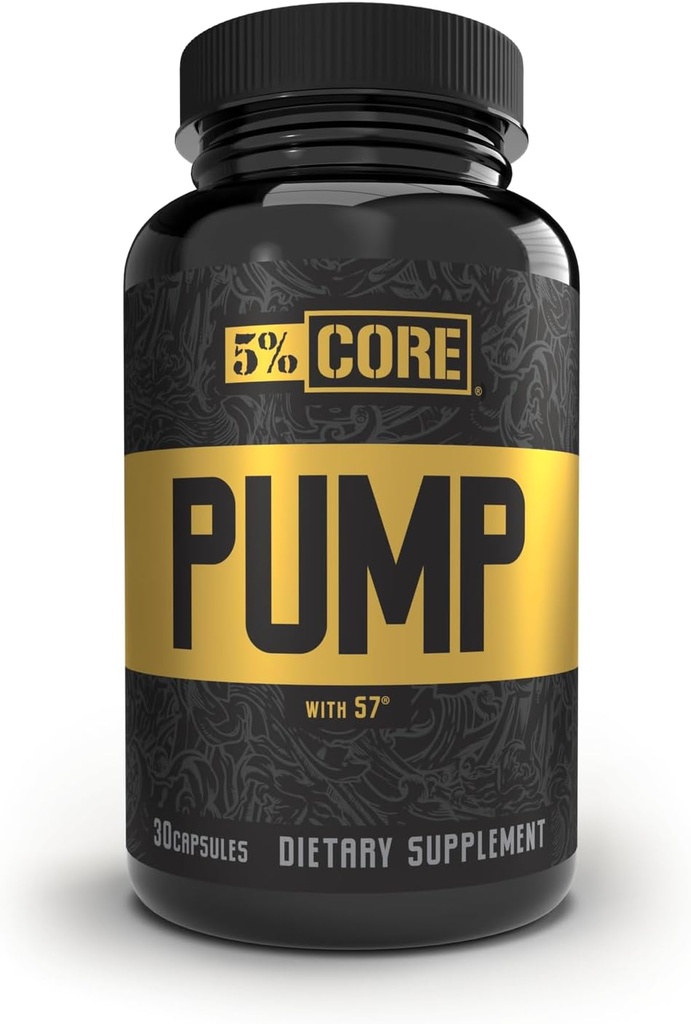 % 5 Beslenme Core Pump Caps | NO2 Nitrik Kalınlık ATM Supplement Pills | Tüm Doğal Ultra Low Stim Preworkout Supplement (5 mg Caffeine) (30 Capsules)