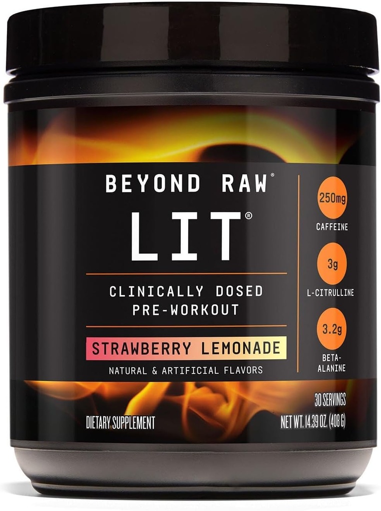 Beyond Raw LIT Pre-Workout - Strawberry Lemonade (30 Servings)