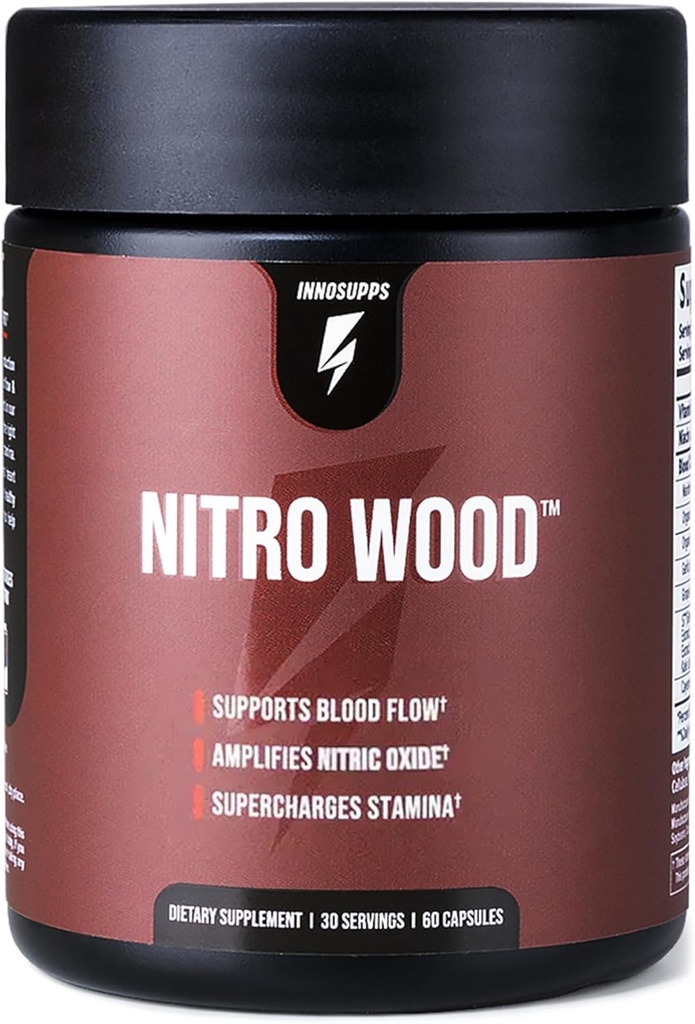 InnoSupps Nitro Wood - Sağlıklı Kan Akışı Destekler | Nitrik Çimento Supplement | Doğal Immune Desteği | (60 Vejetaryen Capsules)