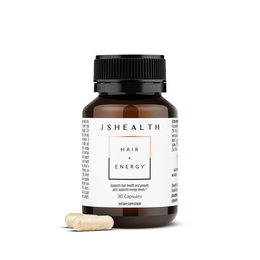 JSHealth Βιταμίνες Hair and Energy Formula - Hair & Scalp συμπλήρωμα υποστήριξης με ιώδιο και ψευδάργυρο - 30 κάψουλες