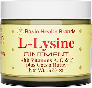 Basic Brands L-Lysine Lip Ointment with Camphor, Menthol, Vitamin A & E, 0.875 ozment