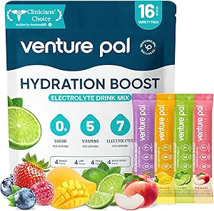Venture Pal Sugar Free Electrolyte Toz Paketleri - Sıvı Günlük IV Hydration Packets | Elektrolytes 5 Vitamin ve 7 Electrolytes | Hua Friendly | Non-GMO | sertifikalı Vegan | 16 Sticks