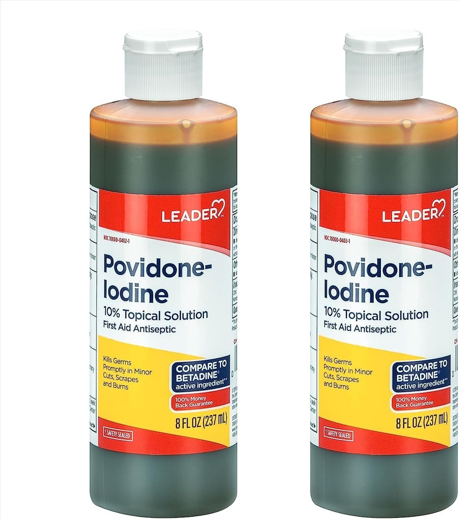 Lider Povidone Iodine 10% Prep Çözüm USP, First Aid Antiseptic Yara Cleanser, Yara Yıkama, Antiseptic Soap (8 Fl Oz, 2)
