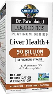 Life Dr. Formulated Probiyotiks Platinum Series Liver Health+ 90 Milyar CFU Garantili, Sağlıklı Detoxification & Elimination Support için bir gün Probiyotik, Vegan, Gluten Free, 30 Capsules