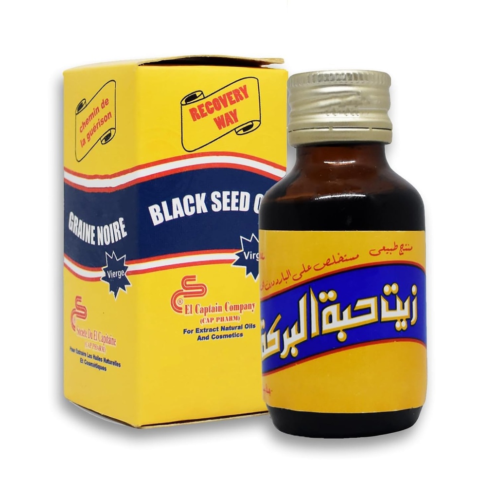 EGYPT EXPORT Pure Cold Pressed Black Seed Oil ElCaptain Al Kaptan Pure Natural Raw Nigella Sativa Halal (2.11 oz / mol)