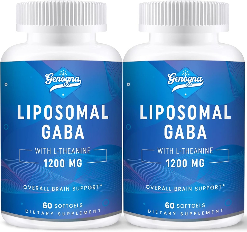 Liposomal GABA ile L-Theanine 1200 mg - 2 Pack High Bio kullanılabilir GABA Supplements,120 Capsules for Yetişkinler için