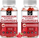 Magnezyum Glycinate Gummies 400mg, Chelated Magnezyum Malate Kompleksi, D, B6 ve CoQ10, Memory, Calm, Mood & Sleep - 60 Count (Pack of 2)