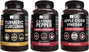 PURE ORIGINAL INGREDIENTS Cayenne Pepper, Turmeric Curcumin, Apple Cider Vinegar Sche (365 Capsules)