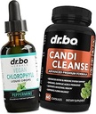 Chlorophyll Liquid Drops Body Detox & Candi Cleanse - Vegan Sıvı Klorophyll Drops Odor Cleanse Supplement Internal Deodorant - Ekstra Güçlü Probiyotik Oral Herbal Oregano & Caprylic Acid Capsules