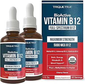 Βιολογική Βιταμίνη B12 - 5000 mcg, 3 Βιοενεργές μορφές B12: Μεθύλιο B12, Αδενοσύλιο B12 & Υδροξείδιο B12 - Plus L-μεθυλοφολικός συμπαραγωγός 