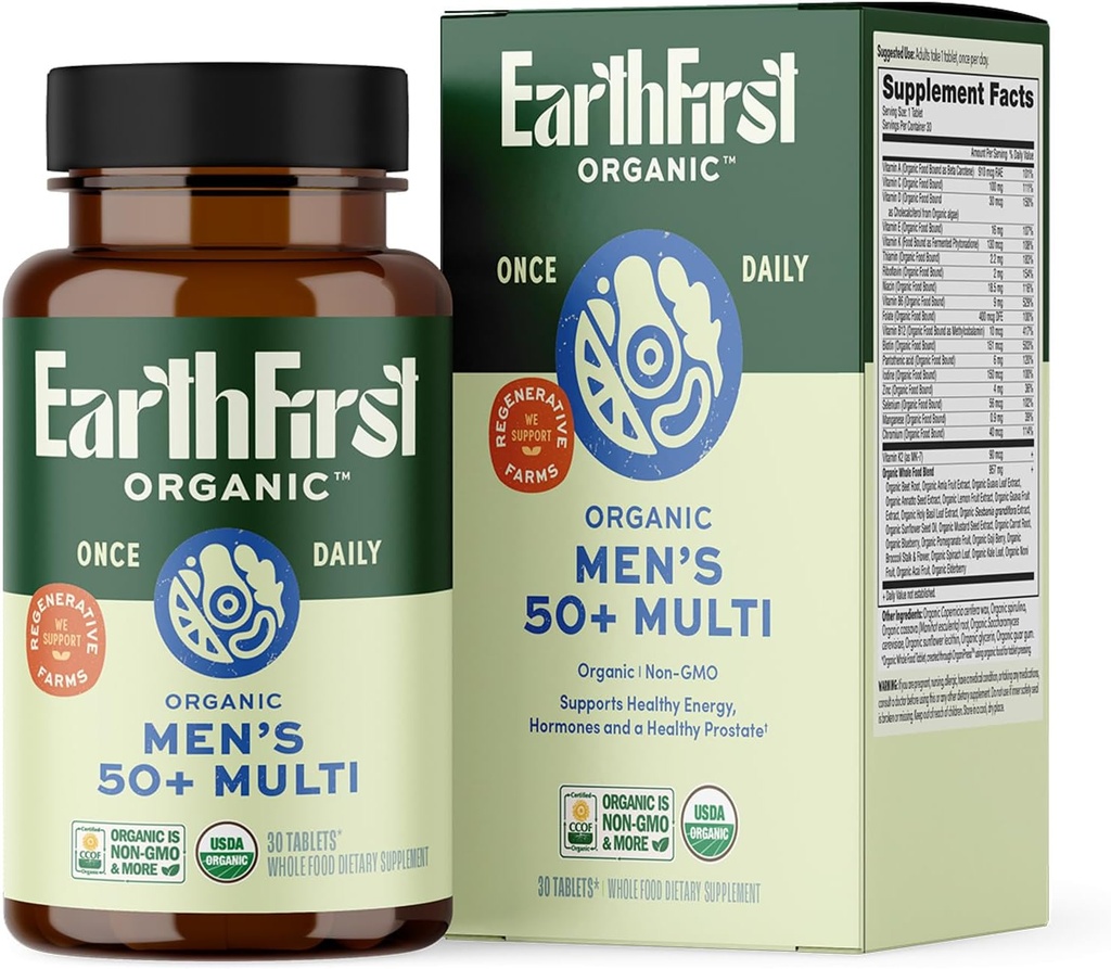 Erkekler için Günlük Multi 50+, Herbs & Superfoods, Supports Prostate Health, Energy Levels ve Güçlü Bones'tan 19 Vitamin