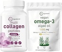 Mikro Malzemeler Multi Collagen Kompleksi & Vegan Omega 3 Algae Oil Supplement Sche 2 Pack | Grass-Fed Collagen Omega | Omega-3 Full Spectrum Alternative to Fish Oil