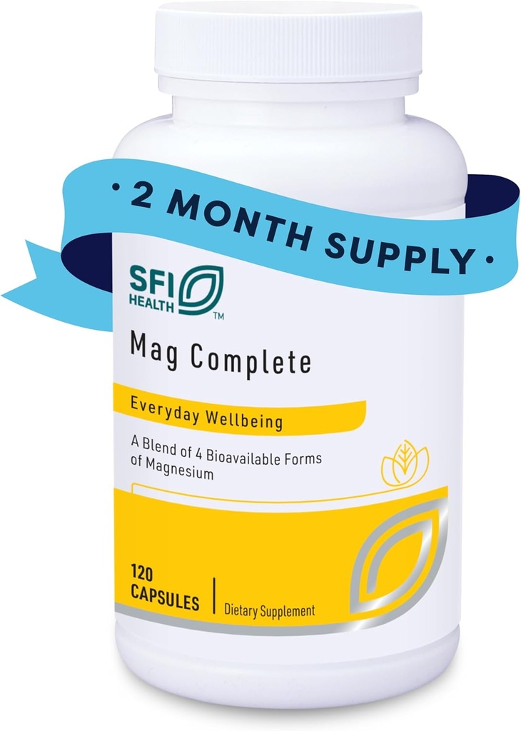 Klaire Laboratuvarları SFI Health Mag Tamam - Kompleks Magnezyum Supplement - Bio available Succin, Taurinate, Malate & Citrate - Support A Health, Energy & Nerves (120 Capsules)