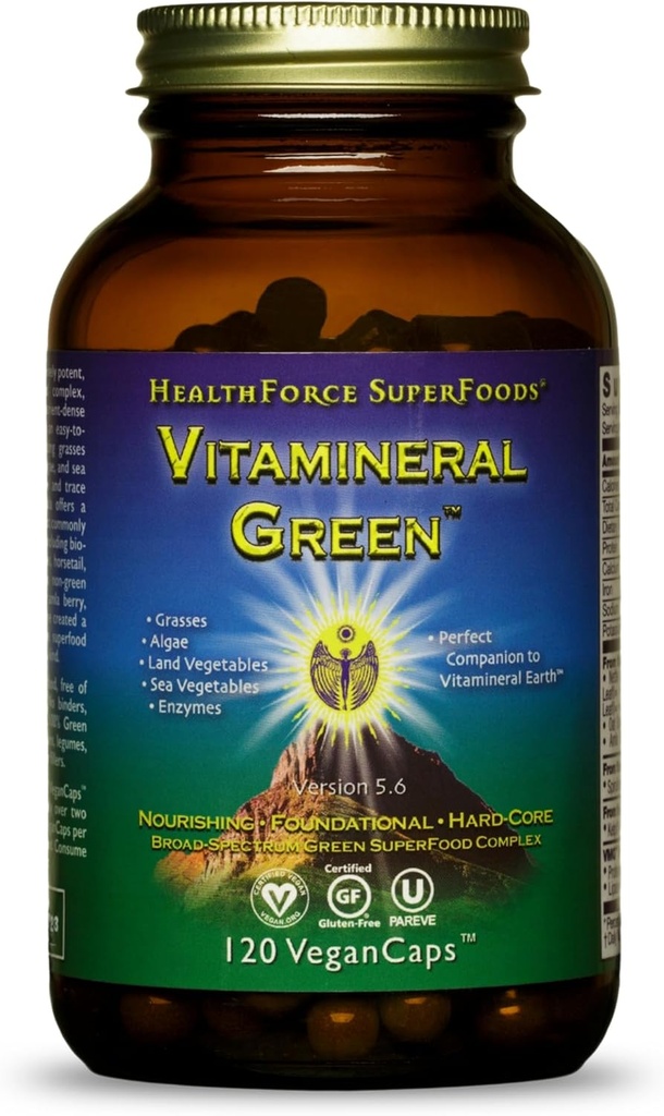 SAFORCE SFOODS Vitamin Green - Mineral Supplement for Immune & Thyroid Support - Green Toz Supplement with Materialss from the Land - Gluten-Free & Vegan - 120 Capsuleseral Yeşil - Mineral Tamamlayıcısı