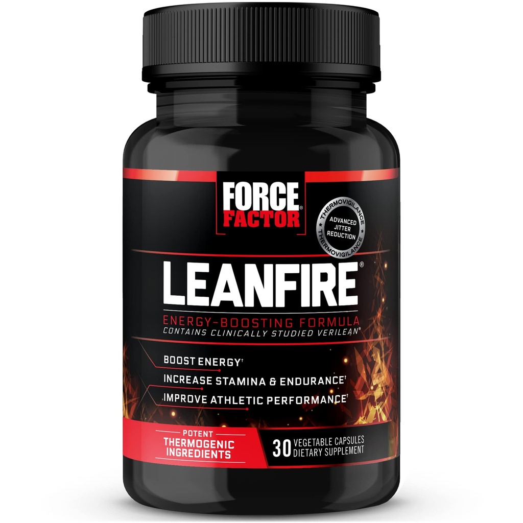 Kuvvet Faktörü LeanFire Pre Workout Energy Pills with Green Tea Extract and Caffeine to improve Energy, Build Lean Muscle, Black, 30 Count (1.5 Mayıs Paketi)