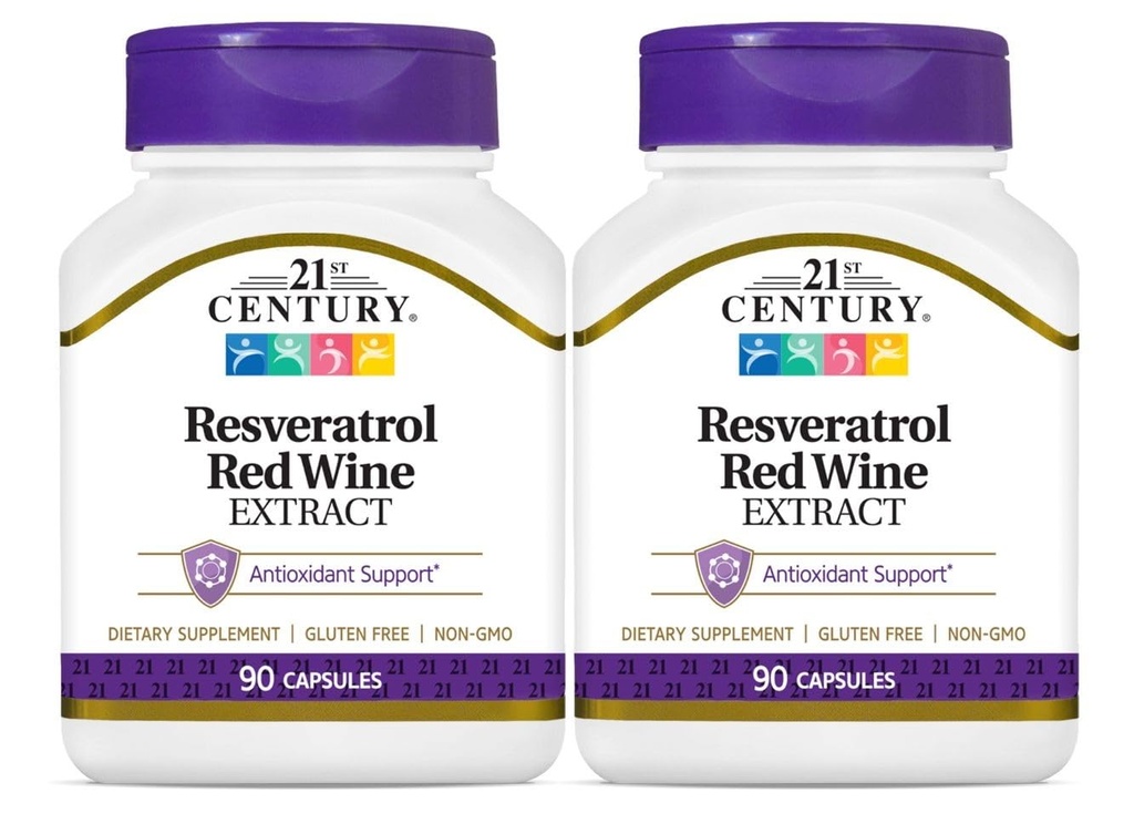 21. Yüzyıl, Resveratrol Red Wine Extract, 90 Capsules - 2pc