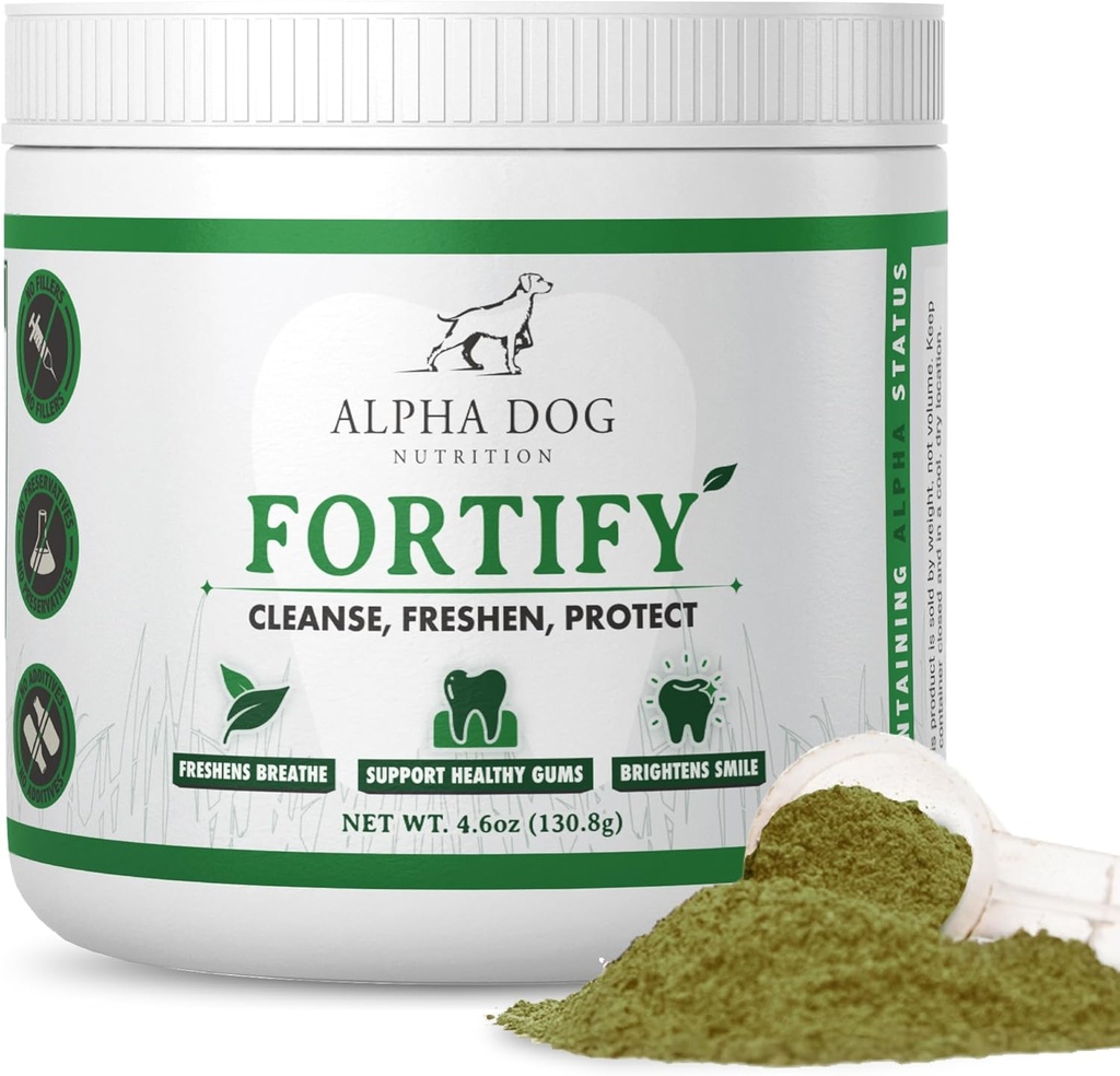 Köpek Dişleri Tozu - Köpekler için Diş Tozunu - Taze Yeşil Supplements ile Plaque Rer ve Freshens Bad Breath - Contains Kelp, Probiyotiks ve Diğer Tooth Temizlik Malzemeleri