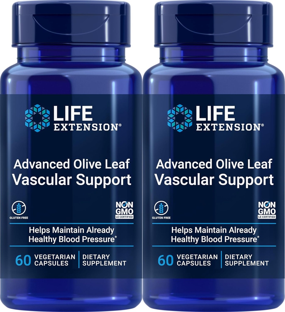Επέκταση ζωής Advanced Olive Leaf Αγγειακή Υποστήριξη, 60 κάψουλες χορτοφάγων (πακέτο του 2)
