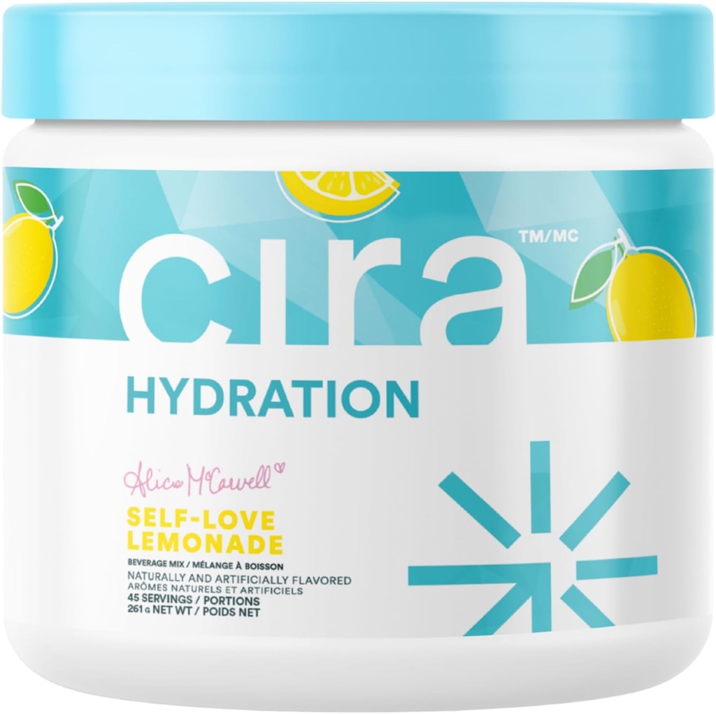 Cira Hydration Toz x Alicia McCarvell's Electrolyte Drink Mix with Himalaya Salt for Dehidrasyon Relief and Recovery - Self Love Lemonade, 45 Hizmet