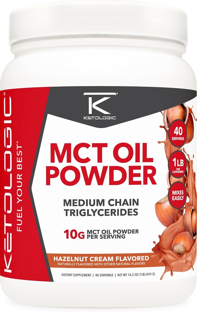 Ketologic MCT Oil Toz Hazelnut Cream (1 LB) – Keto Coffee Creamer & Enerji Desteği – 41 Orta Zincir Triglycerides for Focus & Yakıtları için Hizmet Ediyor