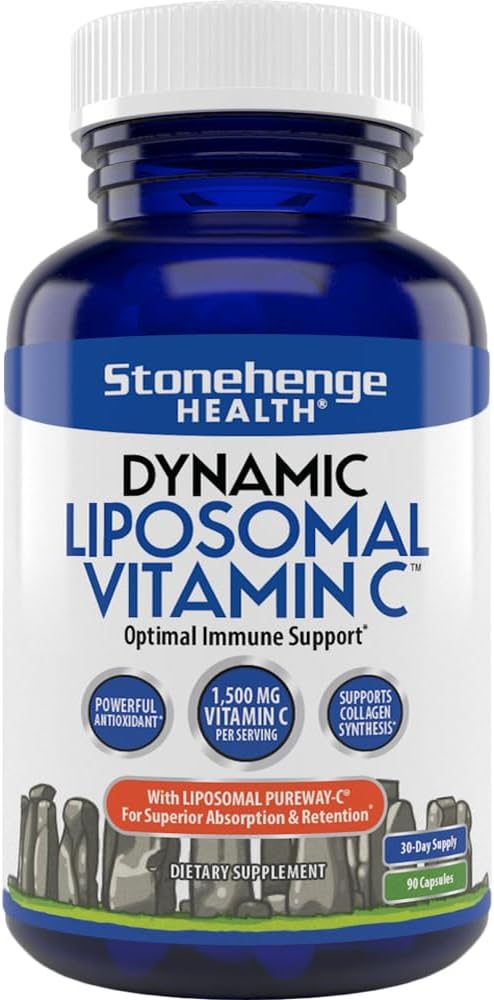 Stonehenge Health Dynamic Liposomal Vitamin C 1500 mg - 90 Capsules - Gelişmiş Formula - Phospholipids non-GMO Sunflower, Supports Health Immune System, Collagen Synthesis & Brain Health