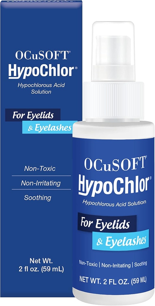 OCUSOFT HypoChlor Spray - Μη ερεθιστικό Spray Hypochlorus Acid & Eyelid Cleanser Solution για την αφαίρεση λαδιού & Debris - 2 fl oz