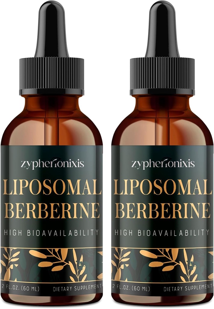 Liposomal Berberine Drops Supplement 3000mg - Ενεργοποιητής υψηλής απορρόφησης AMPK, Σύμπλεγμα HCl βιολογικής βερβερίνης με Ceylon Cinnamon & Ginger για ανοσοποίηση & πέψη (4 fl oz)