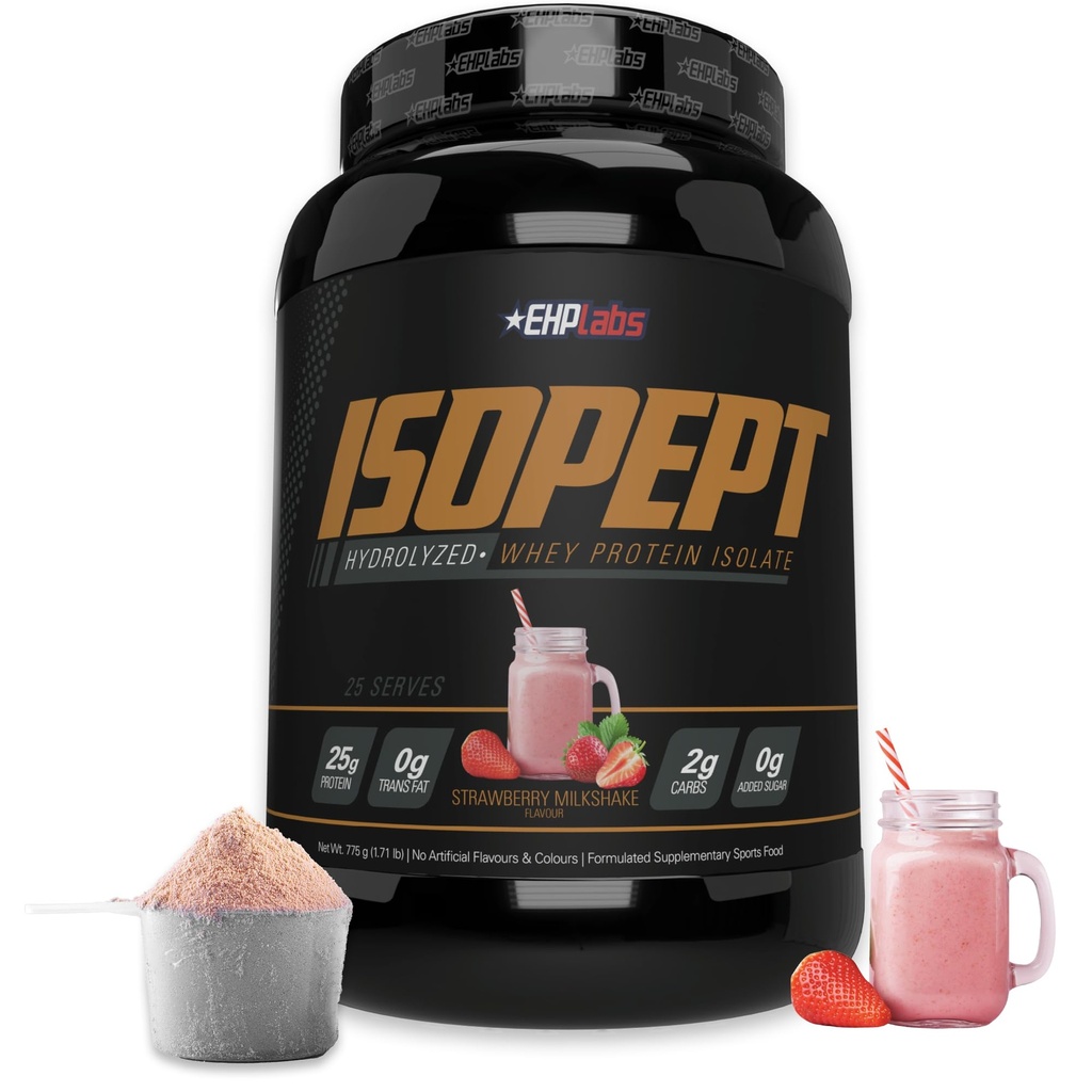 IsoPept Hydrolyzed Whey Protein Tozu EHPlabs -% 100 Whey Protein Isolate & Hydrolysate, 27g of Protein, Non-GMO, Gluten Free, Fast Absorbing, Easy Digesting, 27 Serves (Strawberry Milkshake)
