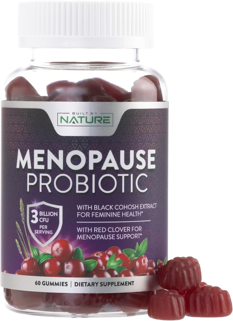 Kadınlar için Menopause Supplements - Menopause Probiyotik Gummy - Women's Menopause Relief for Hot Flashes, Night Sweats & Mood Swings with Black Cohosh & Cranberry - Non-GMO, Vegan - 60 Gummies