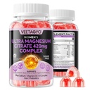 Μαγνήσιο Citrate Gummies 420mg για ενήλικες - Διπλή Στρώση - w/10 Δισεκατομμύρια CFU - 5 Strains Probiotics & Calcium, D3, Biotin, Iron, B6, B12, Folate, Υποστήριξη για τα οστά, Νεύρο, Χαλάρωση, Μύες - Vegan 60Cts