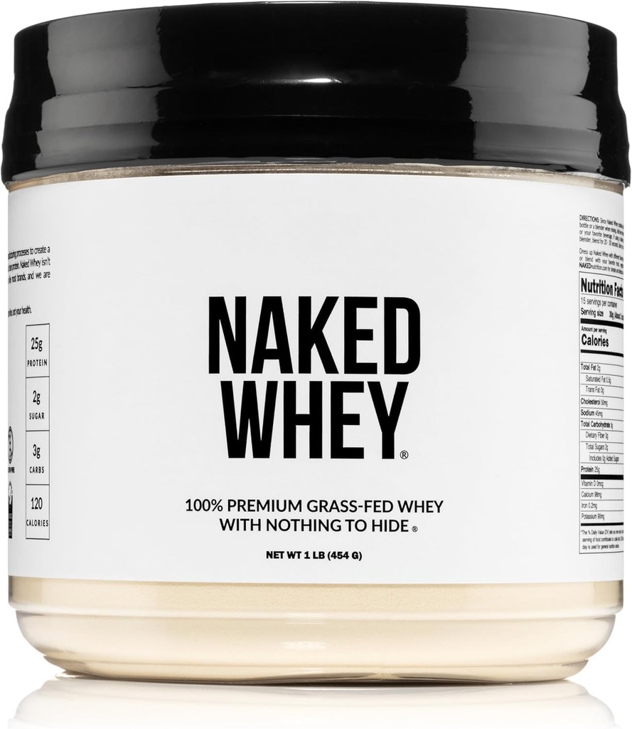 NAKED Whey 1Lb - Sadece 1 Malzemeler, Grass Fed Whey Protein Toz, Undenatured, No Gmos, No Soy, Gluten Free, Stimulate Büyüme, Geliştirilmiş Kurtarma - 15 Hizmet