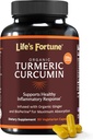 Life's Fortune Organic Turmeric Curcumin with Black Pepper and Ginger, Gelişmiş Aborpsiyon, Ekstra Güçlü Tamam, Ortak & Immune Support, Non-GMO, 90 Cap - 2250 mg