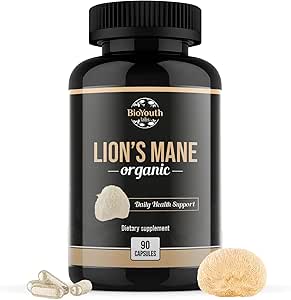 Organic Lions Mane Caps Dietary Supplement Premium Organic Lions Mane Mushroom Extract 