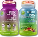 SUPPLEMENTS STUDIO Daily Immune, Bone & Energy Support Sche for Men & Women – Vegan Whole Food Multivitamin Without Iron & Plant-Baseduba Magnezyum with D3, K2 & Turmeric – Vegan, Non-GMOMO