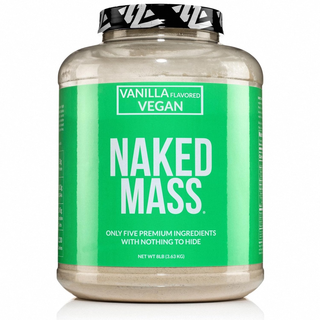 NAKED Vegan Mass - Vanilla Vegan Kilo Takımları - 1.230 Calories, Non-GMO, Soy & Gluten Free, No Yapay Malzemeler - 8LB Bulk - 11 Hizmet