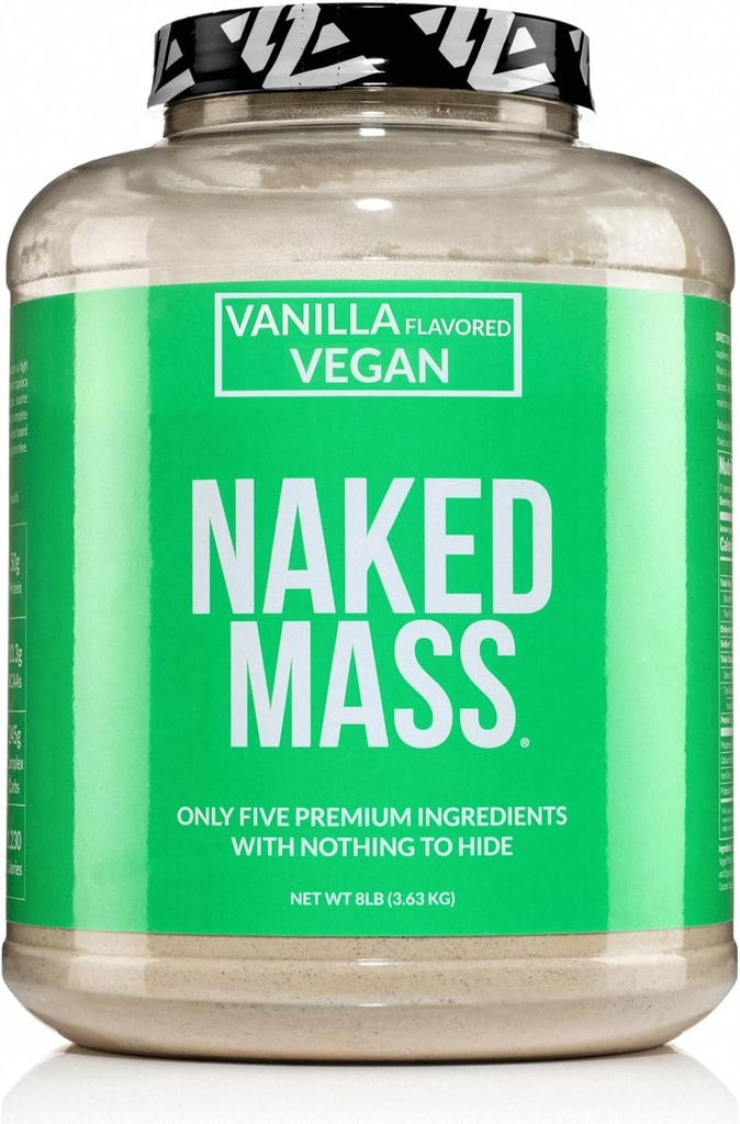 NAKED Vegan Mass - Vanilla Vegan Kilo Takımları - 1.230 Calories, Non-GMO, Soy & Gluten Free, No Yapay Malzemeler - 8LB Bulk - 11 Hizmet