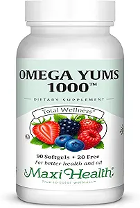 Maxi Health Omega Yums 1000 - Φιλικό προς τα παιδιά - φρουτώδες άρωμα Burst - 110 κάψουλες Softgel - Kosher