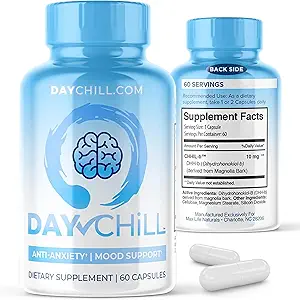 Chill Pill Happy Pills Mood Stabilizer Women and Men with Magnolia Bark 60 Capsules Formulated in USA - DH-B Dihidrhonokiol-B Calm Pills Minerals ve Chill Formül for Relaxation and Health Balance