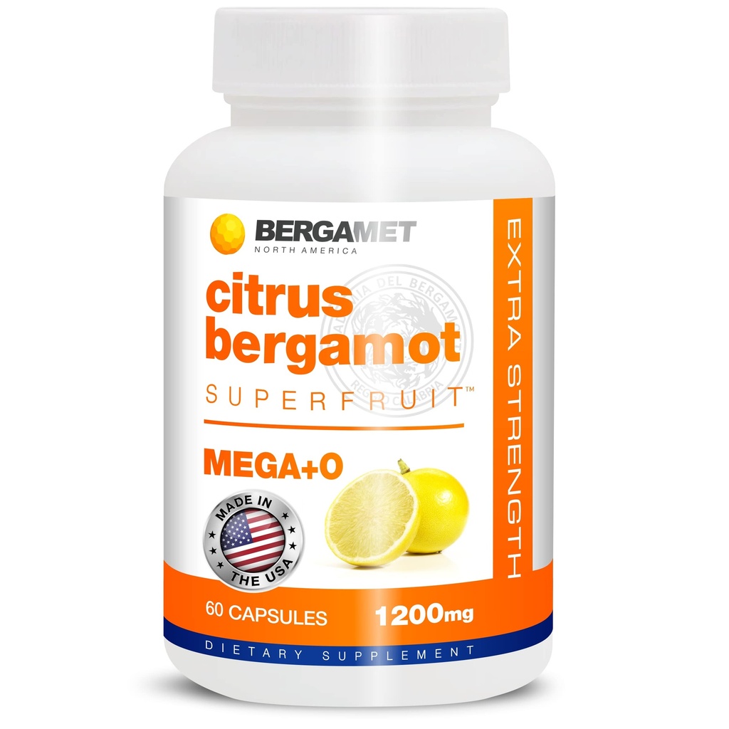 BergaMet Citrus Bergamot Supplement, 170:1 Extract, 1200mg, 80% Polyphenols, Italian Citrus Bergamot Supplement for High Cholesterol, 60 Capsles, 1 Μήνα, Κατασκευασμένο στις ΗΠΑ