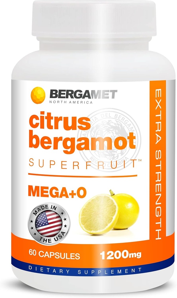 BergaMet Citrus Bergamot Supplement, 170:1 Extract, 1200mg, 80% Polyphenols, Italian Citrus Bergamot Supplement for High Cholesterol, 60 Capsles, 1 Μήνα, Κατασκευασμένο στις ΗΠΑ