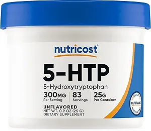 Nutricost 5-HTP σκόνη 25 γραμμάρια (3 συσκευασία) (300mg ανά υπηρεσία)