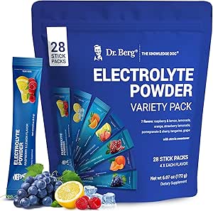 Dr. Berg Sugar Free Ηλεκτρολυτές Powder Packets (Variety Pack) - Daily Electrolyte Drink Mix - 28 Total Hydration Pouches Sugar Free - Keto Electrolytes Packets σκόνης Όχι Ζάχαρη - 7 Νόστιμες Γεύσεις