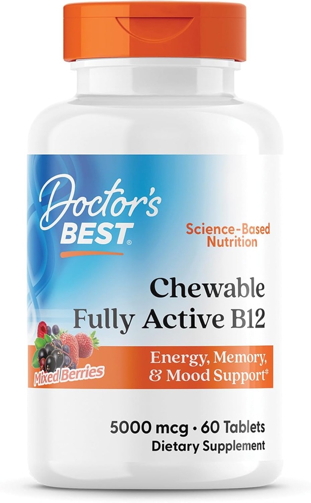 Doktor'un En İyi Chewable Full Active Torch B12, Torchcobalamin, Energy, Memory, & Mood Support, Non-GMO, Gluten Free, Soy Free, Vegan 60 Tabletler