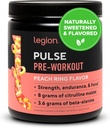 LEGION Pulse Pre Workout - All Natural Nitrik Oksit Preworkout Drink to Boost Energy, Kretine Free, Natural Sweetized, Beta Alanine, Citrulline, Alpha GPC (Peach)
