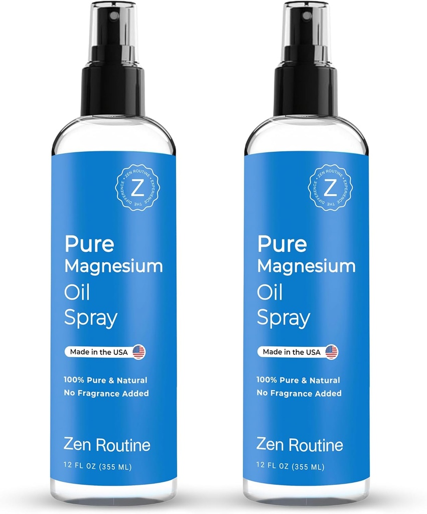 Pure Magnesium Oil Spray 12oz (2 Pack) – Βιολογικό σπρέι μαγνησίου βαθμού USP, επίκαιρο γλυκινικό μαγνήσιο, Λάδι μαγνησίου για τα πόδια, το σώμα, τους μυς και τα πόδια Cr Κατασκευασμένο στις ΗΠΑ