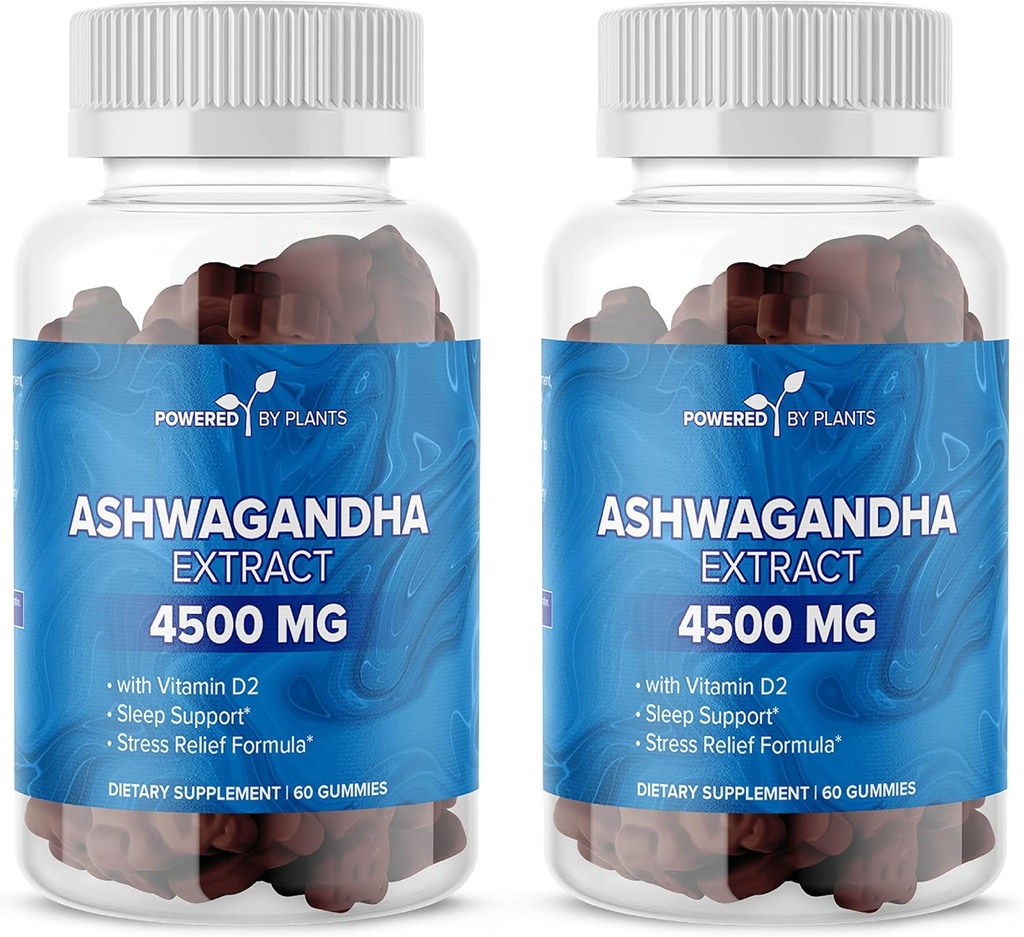 Ashwagandha Gummies - Uyku Kalitesi, Hafıza ve Bilişsel Destek - 2 Kadın ve Erkekler Paketi için Ashwagandha Gummies, 60 Hizmetler